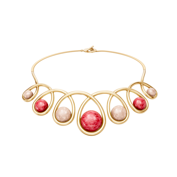 Colar Supernova — Feldspato Vermelho e Quartzo Rosa