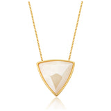 Colar Triângulo - Ágata Branca — Ouro 18K | Aimer Joias | semijoia feminina pedra natural