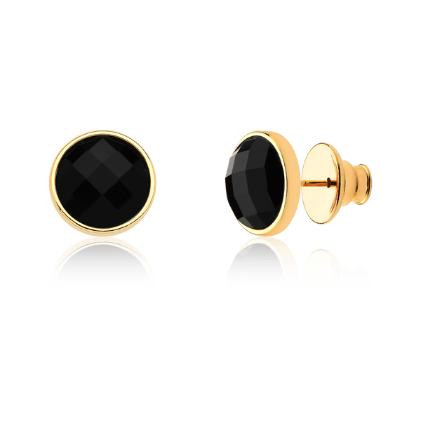 Brinco Classic - Obsidiana Negra — Ouro 18K | Aimer Joias | brinco semijoia feminina pedra natural