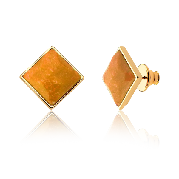 Brinco Lírio - Feldspato Amarelo — Ouro 18K | Aimer Joias | semijoia feminina pedra natural