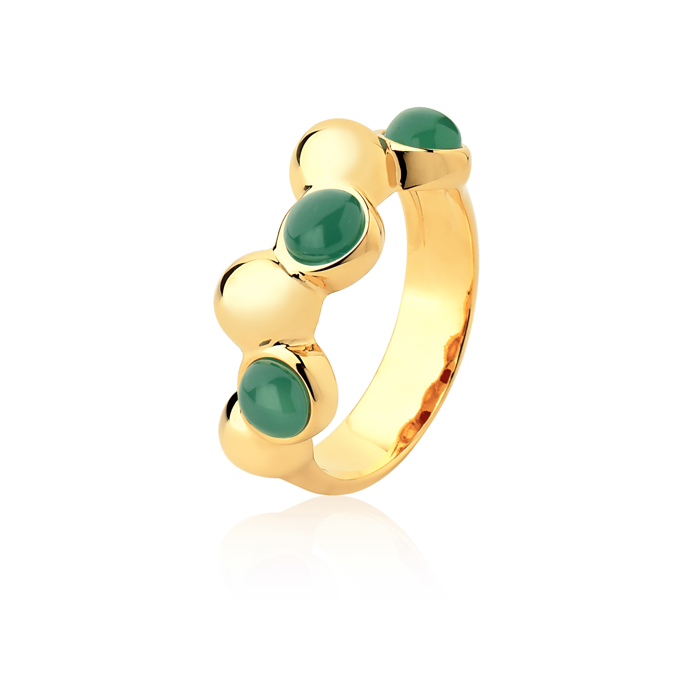 Aliança Ball - Ágata Verde — Ouro 18K | Aimer Joias | semijoia feminina pedra natural