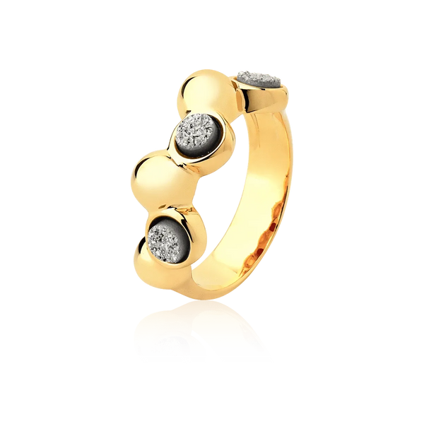 Aliança Ball - Drusa Platina — Ouro 18K | Aimer Joias | semijoia feminina pedra natural