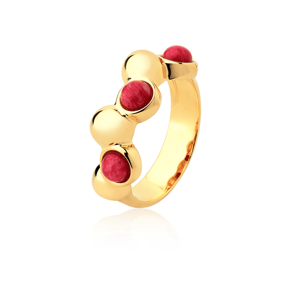 Aliança Ball - Feldspato Vermelho — Ouro 18K | Aimer Joias | semijoia feminina pedra natural
