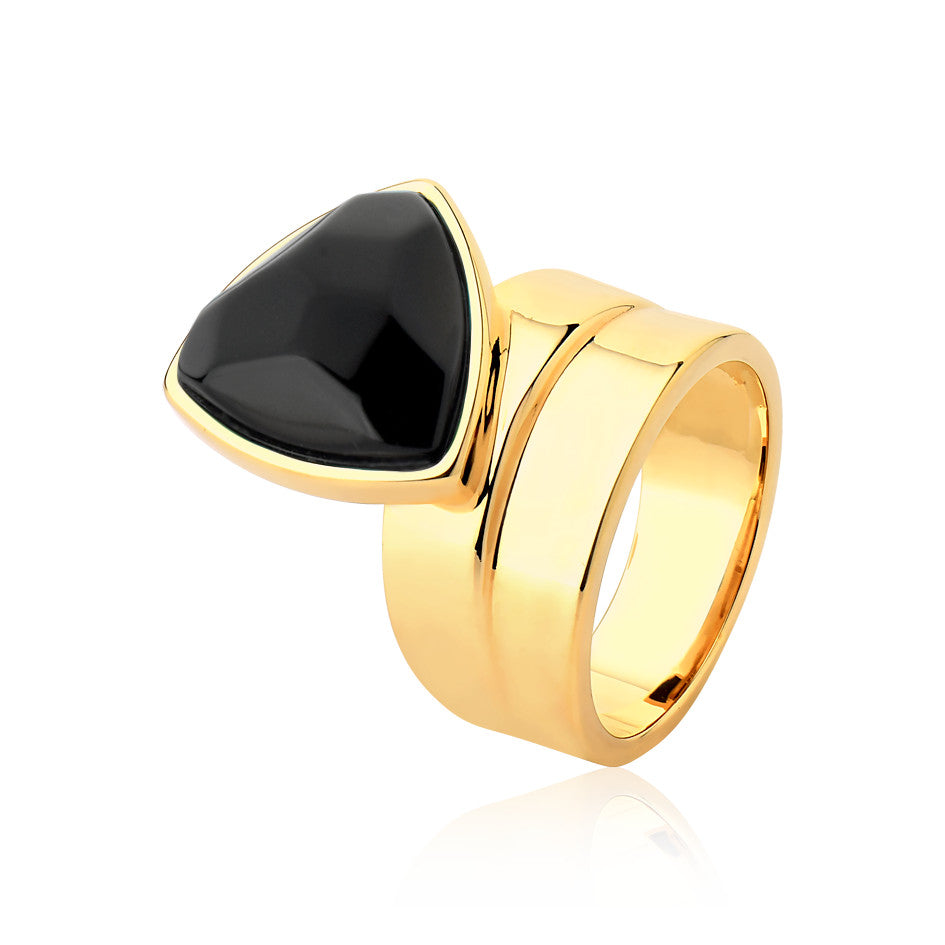 Anel Equilíbrio - Onix — Ouro 18K | Aimer Joias | semijoia feminina pedra natural