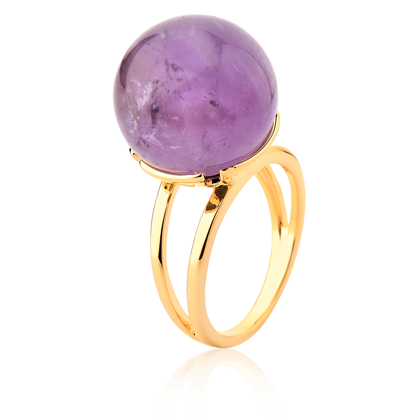 Anel Ball com Ametista em Banho de Ouro 18K - AIMER JOIAS