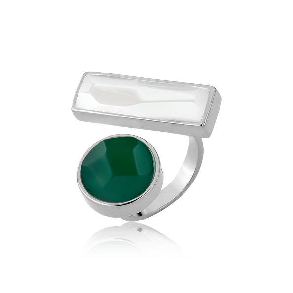 Anel Convicta - Ágata Verde e Porcelana Semijoias de luxo e design exclusivo