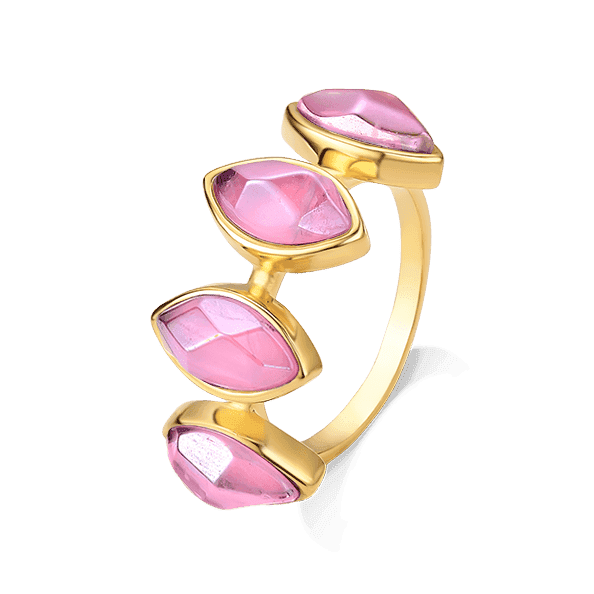 Anel Dália - Quartzo Rosa