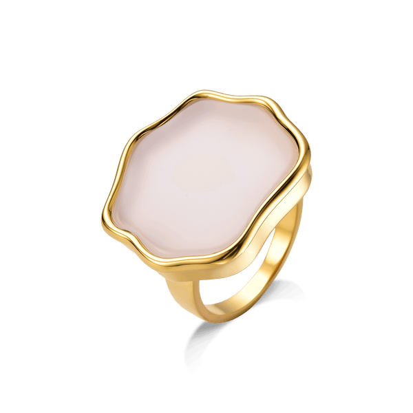 Anel Iduna - Ágata Branca Semijoias de luxo e design exclusivo