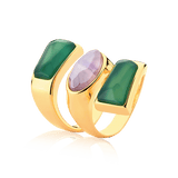 Anel Kalanchoe - Ágata Verde/ Ametista Semijoias de luxo e design exclusivo