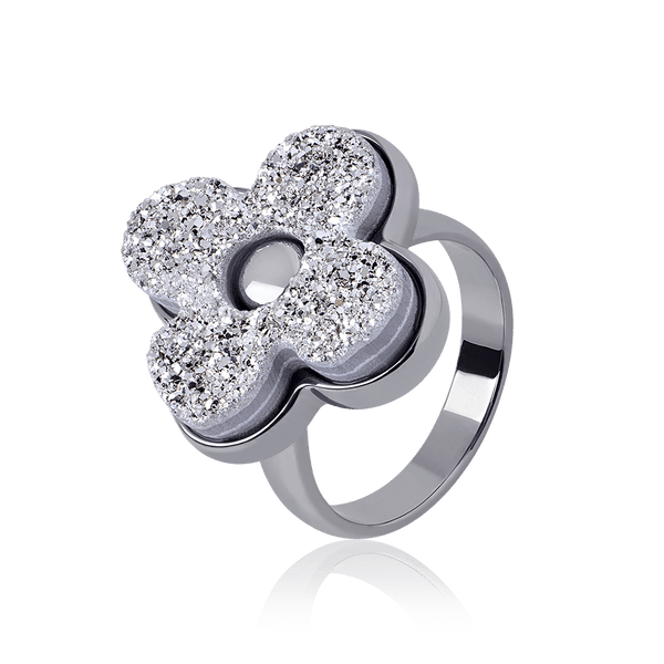 Anel Radiante - Drusa Platina Semijoias de luxo e design exclusivo