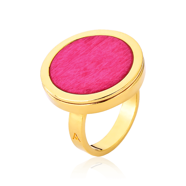 Anel Único - Feldspato Rosa Pink Semijoias de luxo e design exclusivo