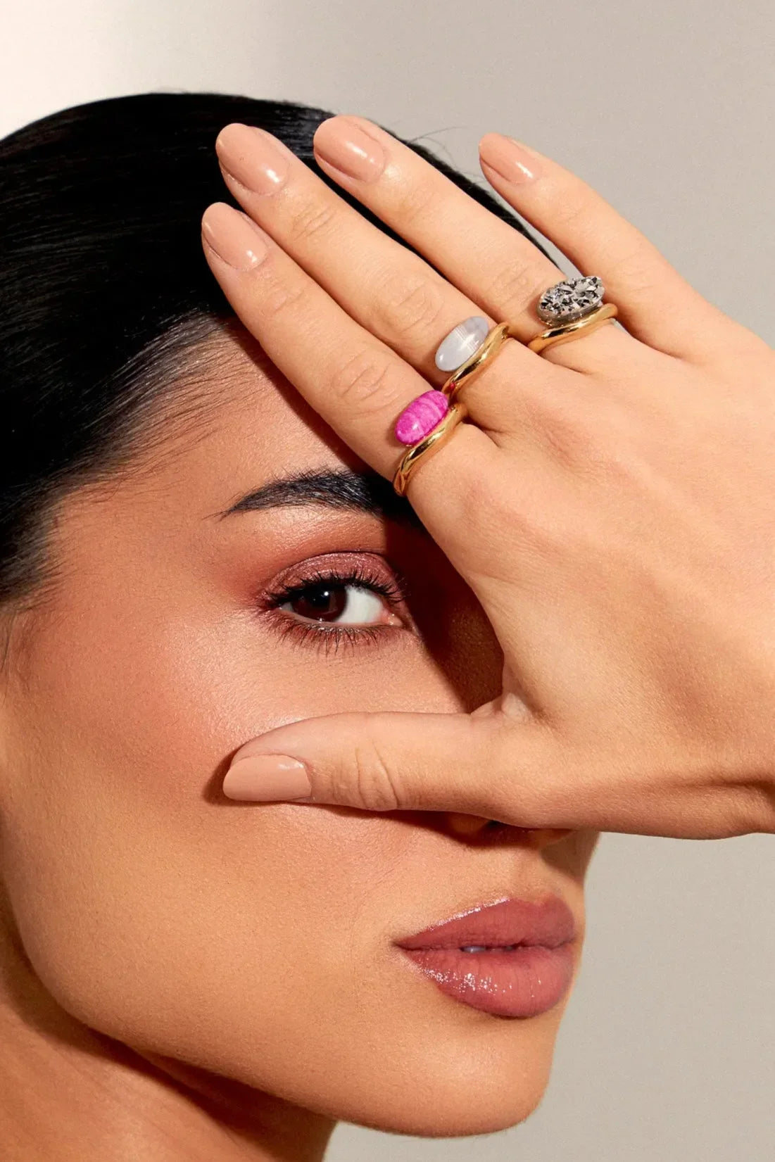 Anel Sentir - Feldspato Rosa Pink