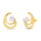 Brinco Espiral com Ágata Cinza Listrada em Banho de Ouro 18K