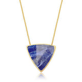 Colar Triângulo - Sodalita Perolizada — Ouro 18K | Aimer Joias | semijoia feminina pedra natural