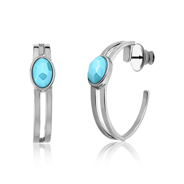Argola Essencial Oval - Ágata Azul Céu Semijoias de luxo e design exclusivo
