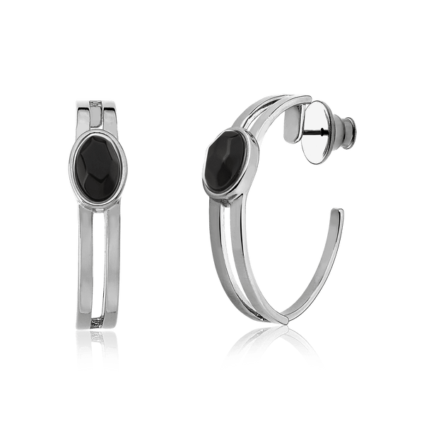 Argola Essencial Oval - Obsidiana Negra Semijoias de luxo e design exclusivo