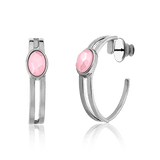 Argola Essencial Oval - Quartzo Rosa Semijoias de luxo e design exclusivo