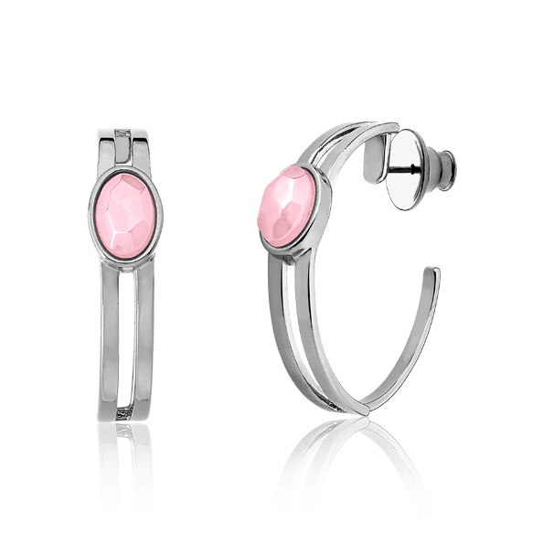 Argola Essencial Oval - Quartzo Rosa Semijoias de luxo e design exclusivo