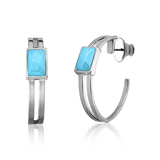 Argola Essencial Retângulo - Ágata Azul Céu Semijoias de luxo e design exclusivo
