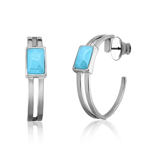 Argola Essencial Retângulo - Ágata Azul Céu Semijoias de luxo e design exclusivo