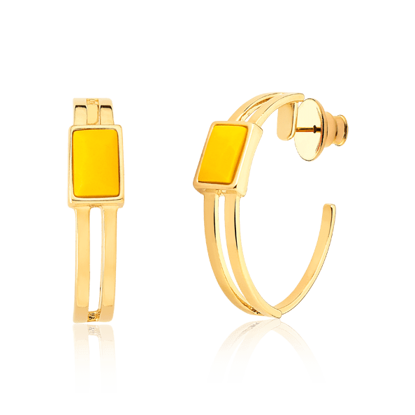Argola Essencial Retângulo - Quartzo Amarelo Semijoias de luxo e design exclusivo