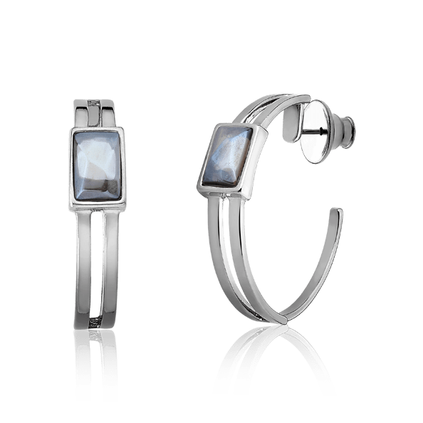 Argola Essencial Retângulo - Quartzo Fume Semijoias de luxo e design exclusivo