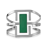 Bracelete Ópera - Ágata Verde — Ródio Negro | Aimer Joias | pulseira semijoia feminina pedra natural