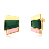 Brinco Cascata - Ágata Verde e Quartzo Rosa — Ouro 18K | Aimer Joias | brinco semijoia feminina pedra natural