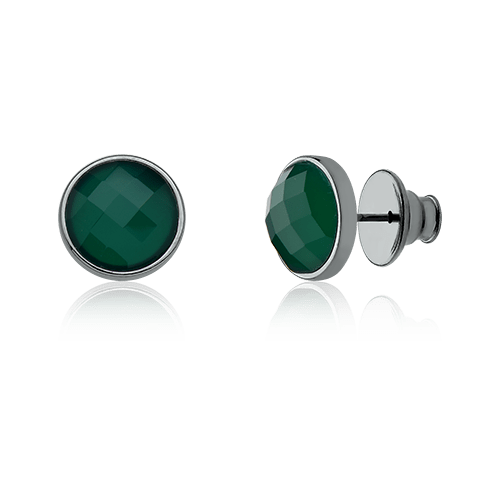 Brinco Classic - Ágata Verde — Ródio Negro | Aimer Joias | brinco semijoia feminina pedra natural