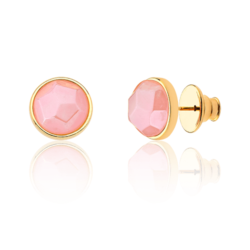 Brinco Classic - Quartzo Rosa — Ouro 18K | Aimer Joias | brinco semijoia feminina pedra natural