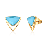 Brinco Equilíbrio - Ágata Azul Céu — Ouro 18K | Aimer Joias | brinco semijoia feminina pedra natural