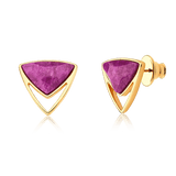 Brinco Equilíbrio - Feldspato Rosa Pink — Ouro 18K | Aimer Joias | brinco semijoia feminina pedra natural