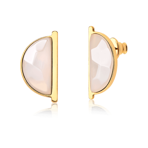 Brinco Escudo - Ágata Branca — Ouro 18K | Aimer Joias | brinco semijoia feminina pedra natural