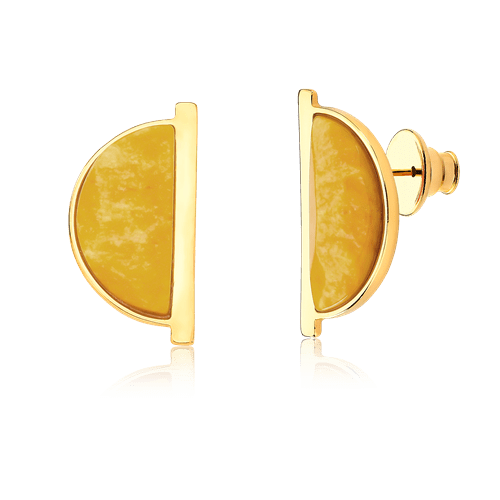 Brinco Escudo - Feldspato Amarelo — Ouro 18K | Aimer Joias | brinco semijoia feminina pedra natural