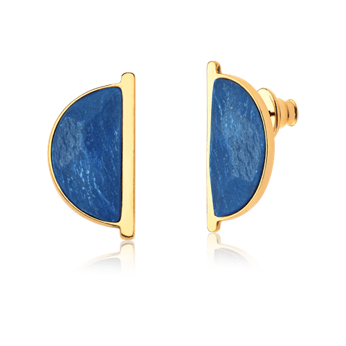 Brinco Escudo - Feldspato Azul Anil — Ouro 18K | Aimer Joias | brinco semijoia feminina pedra natural