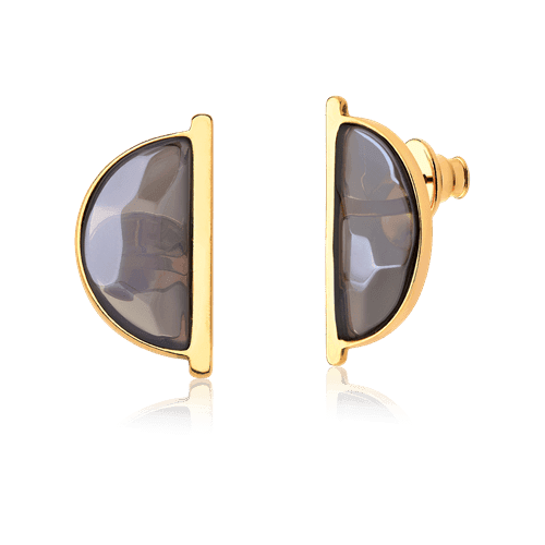 Brinco Escudo - Quartzo Fumê — Ouro 18K | Aimer Joias | brinco semijoia feminina pedra natural