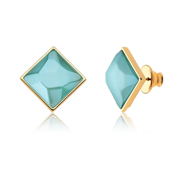 Brinco Lírio - Ágata Azul Céu — Ouro 18K | Aimer Joias | semijoia feminina pedra natural