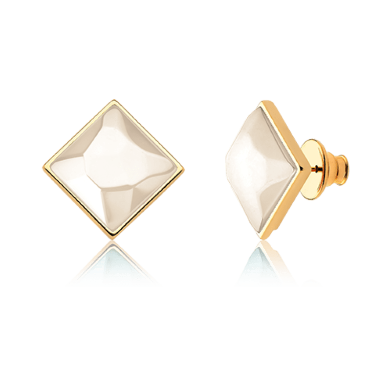 Brinco Lírio - Ágata Branca — Ouro 18K | Aimer Joias | semijoia feminina pedra natural