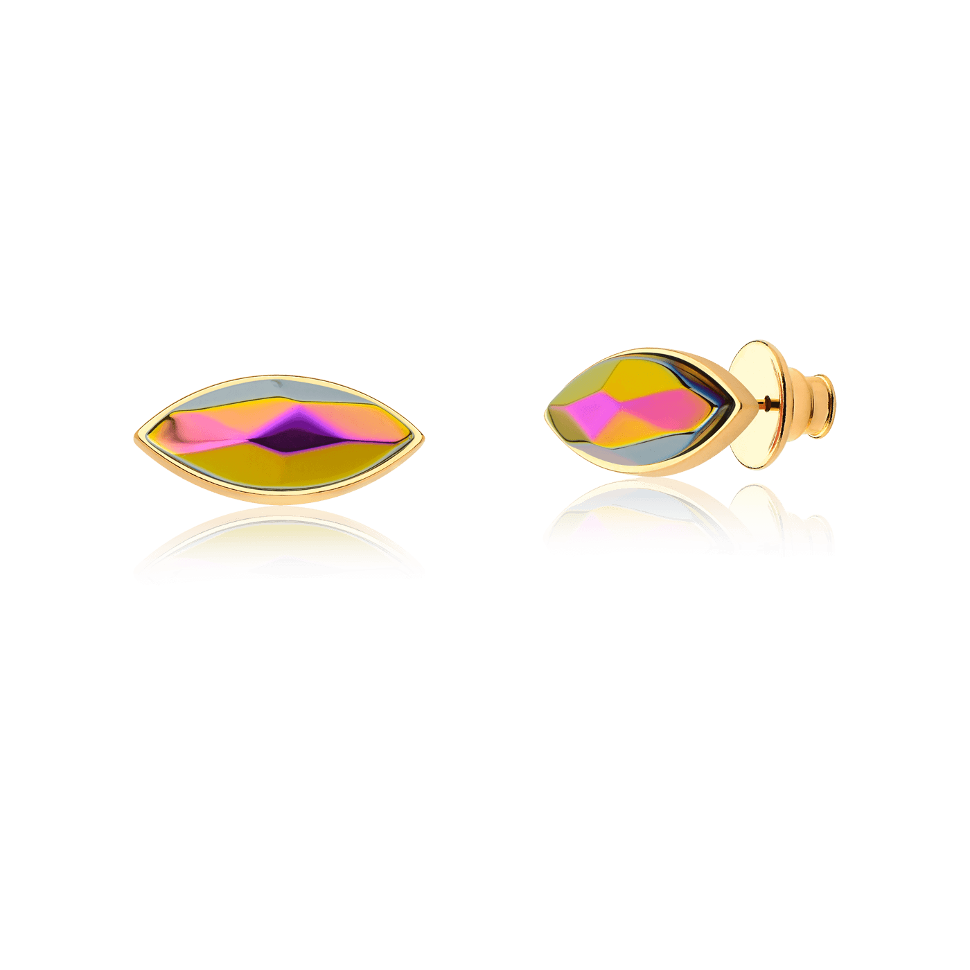 Brinco Pétala - Cristal Metalizado — Ouro 18K | Aimer Joias | semijoia feminina pedra natural