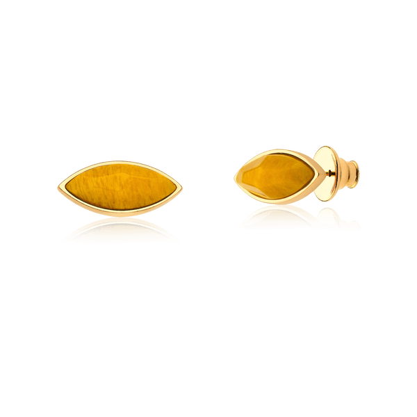 Brinco Pétala - Feldspato Amarelo — Ouro 18K | Aimer Joias | semijoia feminina pedra natural