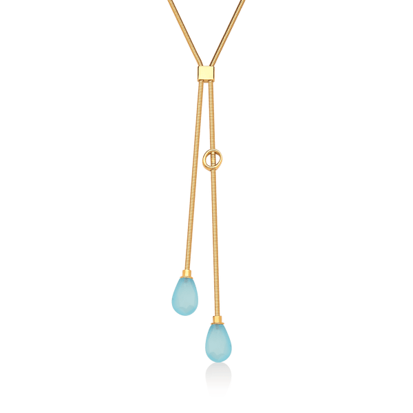 Colar Axel - Ágata Azul Céu — Ouro 18K | Aimer Joias | semijoia feminina pedra natural