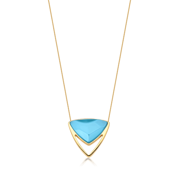 Colar Equilíbrio - Ágata Azul Céu Semijoias de luxo e design exclusivo