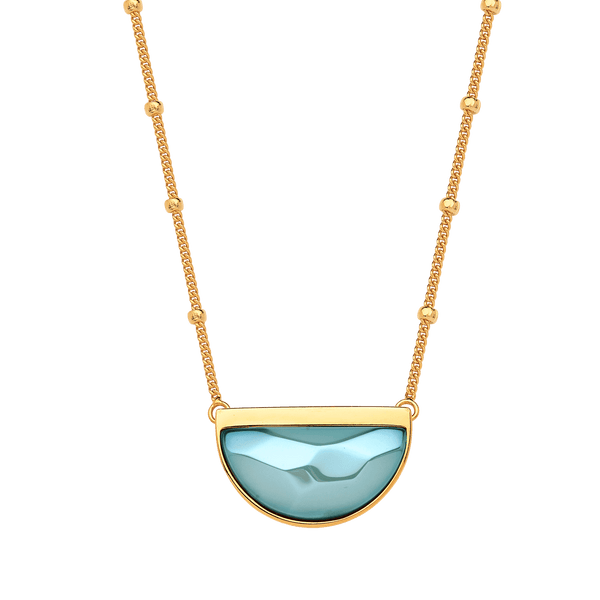 Colar Escudo - Ágata Azul Céu — Ouro 18K | Aimer Joias | semijoia feminina pedra natural