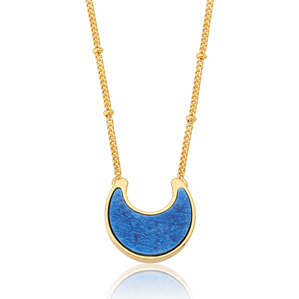 Colar Lua - Azul Anil — Ouro 18K | Aimer Joias | semijoia feminina pedra natural