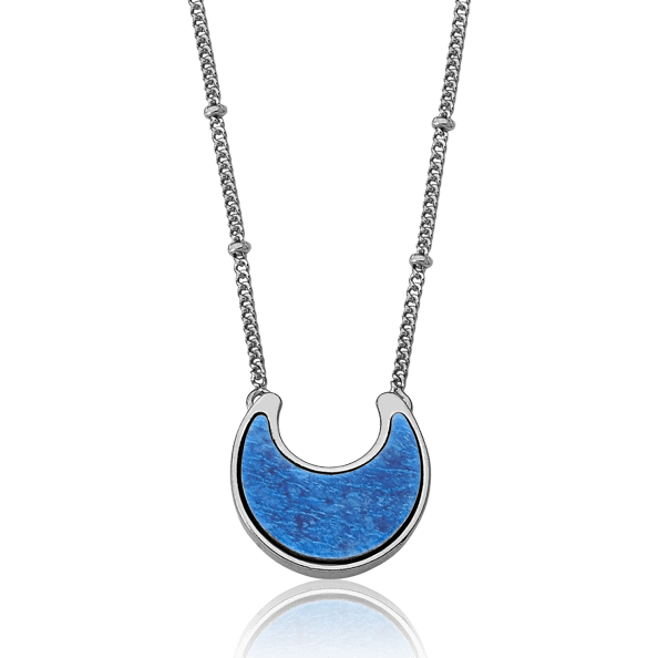 Colar Lua - Feldspato Azul Anil — Ródio Negro | Aimer Joias | semijoia feminina pedra natural