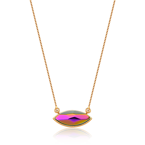 Colar Pétala - Cristal Metalizado Multicolorido — Ouro 18K | Aimer Joias | semijoia feminina pedra natural