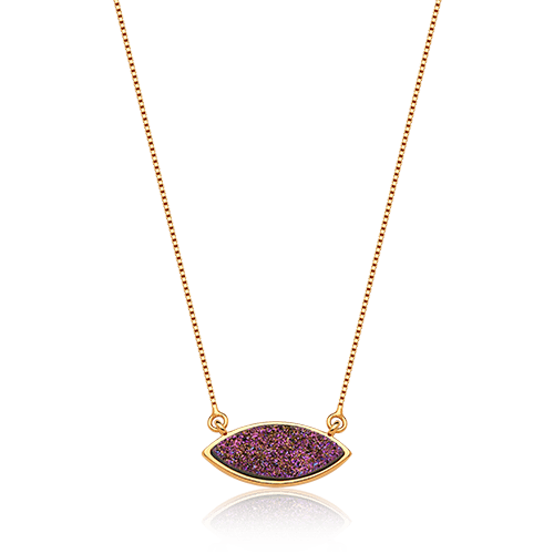 Colar Pétala - Drusa Multicolorida — Ouro 18K | Aimer Joias | semijoia feminina pedra natural