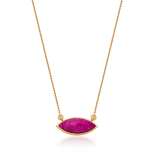 Colar Pétala - Feldspato Rosa Pink — Ouro 18K | Aimer Joias | semijoia feminina pedra natural