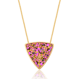Colar Triângulo - Drusa Multicolorida — Ouro 18K | Aimer Joias | semijoia feminina pedra natural
