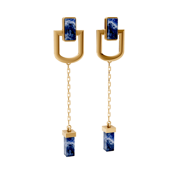 Brinco Presença - Sodalita | Semijoia Banhada a Ouro 18K